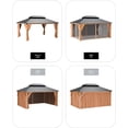 thumbnail image 6 of Hardtop Wood Gazebo 10x12 Ft for All Weather, with Double Metal Roof, Heavy Duty Wooden Frame, Net, and Curtain, Permanent Building for Patio, Deck, Backyard, Lawn, and Garden, Khaki, 6 of 6