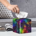 thumbnail image 6 of Logiee Tissue Box Cover 5X5X5'' PU Leather Tissue Holder Square Tissue Cube Box Organizer for Bathroom Vanity Countertop,Car,Night Stands,Office,Home,Kitchen (Bright Universe), 6 of 8