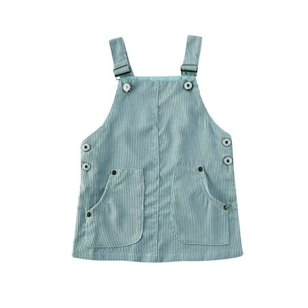 

Suanret Toddler Baby Girl Corduroy Overalls Sleeveless Suspender Skirt Strap Dress with Pockets Summer Clothes Light Green 3-4 Years