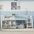 thumbnail image 3 of Mirightone Twin Size Low Loft Bed with Storage Cubby, Twin Low Loft Bed with Stairs for Girls Boys, White, 3 of 6