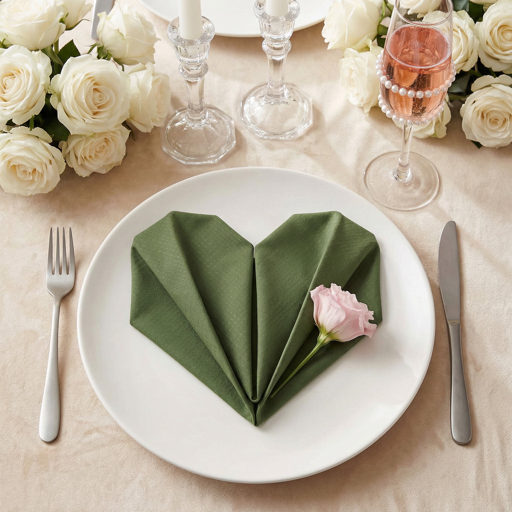 Unique Bargains 6Pcs Washable Dining Events Cloth Napkins Dark Green 15x15inch