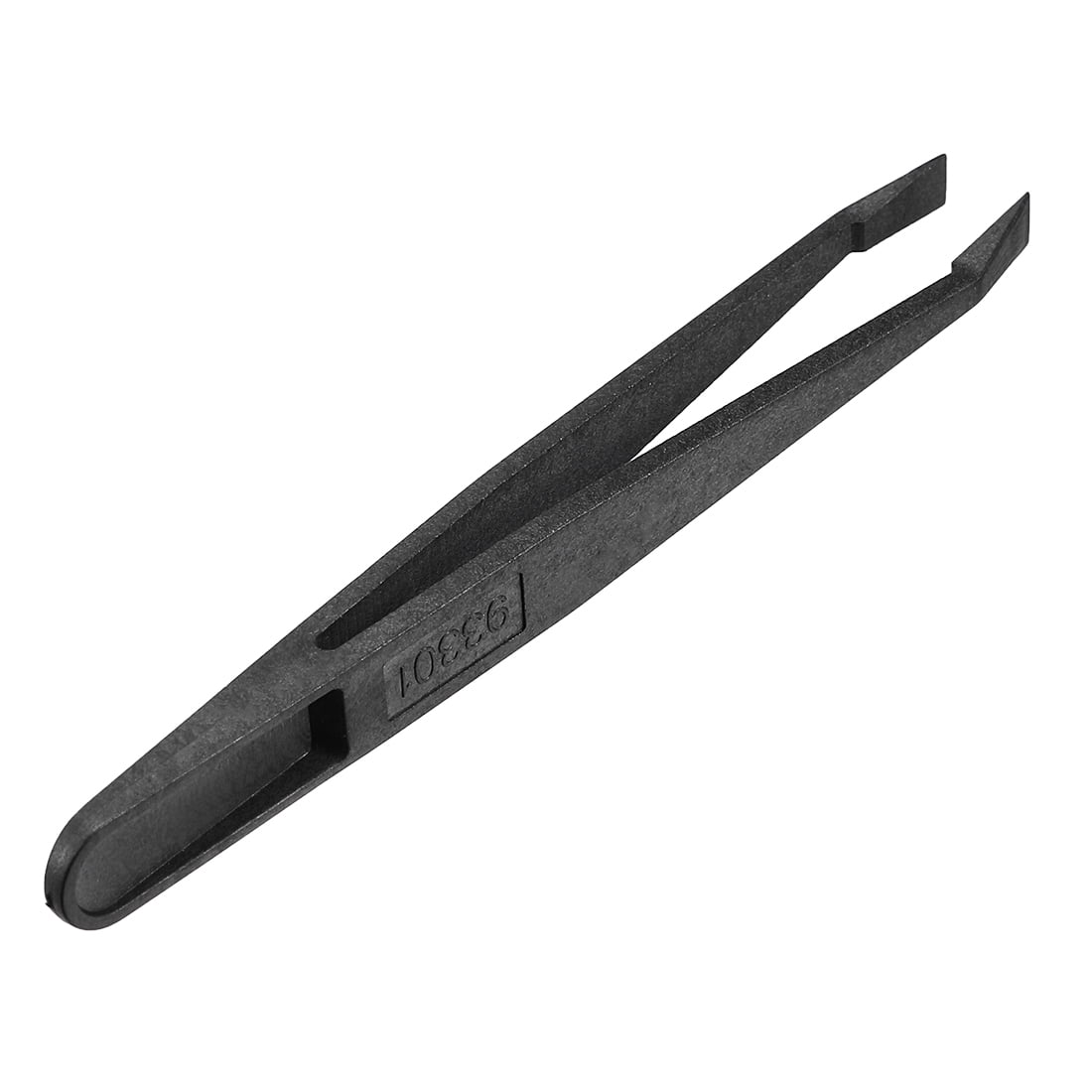 Black Plastic Slant Flat Tip Anti-static Tweezers 4.7 Inch Length 1pcs