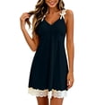 thumbnail image 2 of NominalSnug Women's Nightgown Built in Bra Sleeveless Babydoll Lingerie V Neck Lace Chemise Sleepwear Nightdress, 2 of 8
