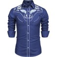 thumbnail image 2 of JLFKNG Mens T-Shirts Fashion Western Style Printed Shirt Tops For Men Breathable Slim Fit Long Sleeve Shirt Buttons Up Suitable For Vacation, 2 of 4