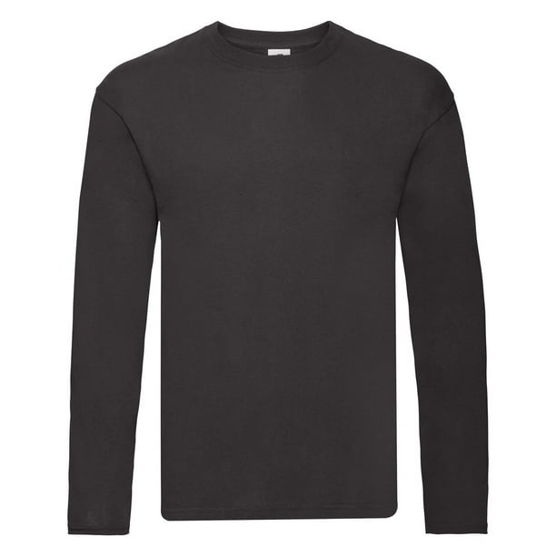 Fruit Of The Loom Mens Original Long Sleeve T-Shirt Black 2XL