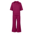 thumbnail image 4 of Nmmued Lounge Sets for Women, Pants Sets Women 2 Piece Outfits, Collared Shirts for Women, Wide Leg Pants Woman, Summer Outfits for Women, Hot Pink XL, 4 of 4