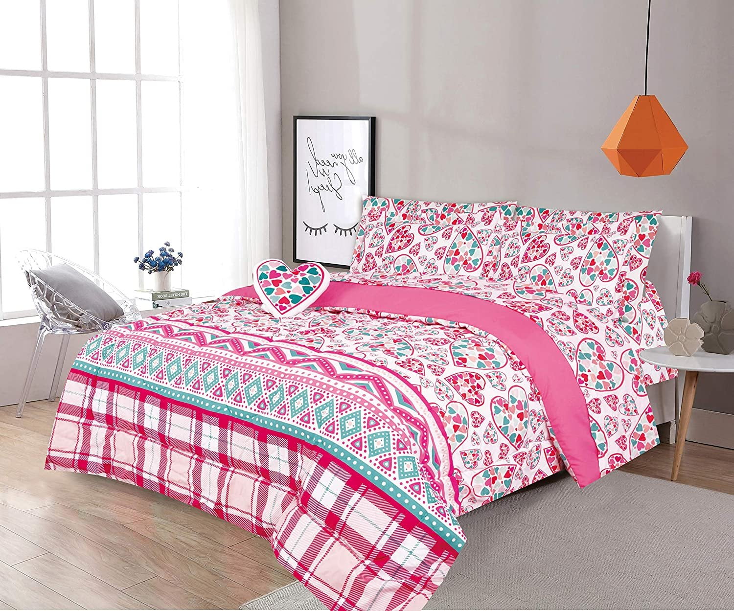 Sapphire Home 8 Piece Full Size Girls Kids Teens Comforter Set Bed In