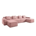 thumbnail image 6 of Newest Modular 4 Seat U Shape Sectional Boneless Sofa, Cloud Sectional Couch,Deep Seat, Modern Modular 4-Seat Sofa Couch,Throw Pillows,2 Movable Ottomans, Corduroy Fabric Pink, 6 of 11