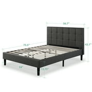 Zinus Lottie 43 Upholstered Platform Bed Frame, Grey, Full