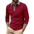 thumbnail image 1 of YDLCAFD Mens Long Sleeved Shirt Button Color Matching Sports Shirt Tops, 1 of 6