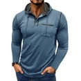 thumbnail image 3 of ZCFZJW Fashion Hoodie T-Shirts for Men Lightweight Casual Fall Long Sleeve Drawstring 1/4 Button up Henley Shirts Basic Athletic Hooded Tops with Pockets Light Blue L, 3 of 8