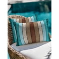 thumbnail image 4 of Outdoor Throw Pillow Set of 2, Aqua Teal Waterproof Pillow with Insert Included, Farmhouse Wood Grain Vintage Brown Striped Decorative Accent Cushion Lumbar Pillows for Patio Porch, 12 x 20 In, 4 of 8