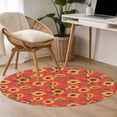 thumbnail image 4 of Round Rugs 3Ft, Yellow Sunflower Round Area Rug Washable Indoor Throw Carpet, Vintage Floral Garden Pastoral Botanical Small Non Slip Circle Rug for Bedroom Living Room Home Decor Aesthetic, 4 of 8
