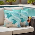 thumbnail image 4 of Summer Beaches Outdoor Pillow Covers Pack of 2 Gradient Green Ocean Sea Turtle Starfish Coastal Coral Waterproof Throw Pillow Covers Decorative Cushion Cases for Patio Garden Tent Balcony 26x26 inch, 4 of 9