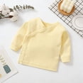 thumbnail image 2 of JAJAHO Baby Boy Girl Clothes Long Sleeve Shirts For Infant Button Up V Neck Breathable Solid Color Basic Tee 0-12M Trendy Tops, 2 of 4