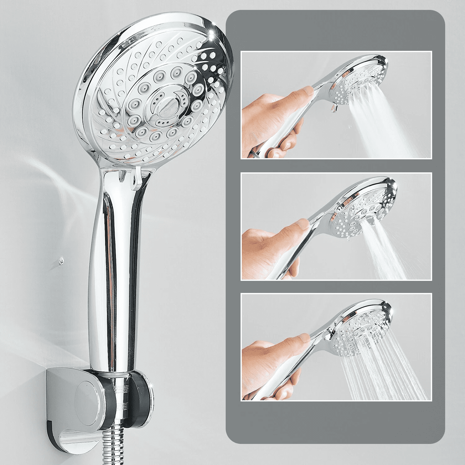 Zovajonia Chrome Rain Shower Head Combo Includes 12-inch Square High-Pressure Rain Shower Head Three-Setting Handheld Spray and Adjustable Arm