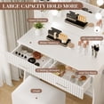 thumbnail image 4 of Makeup Vanity Desk with 2 Fluted Drawers & LED Lights, White Modern Dressing Table with Power Outlet & Mirror, 4 of 6