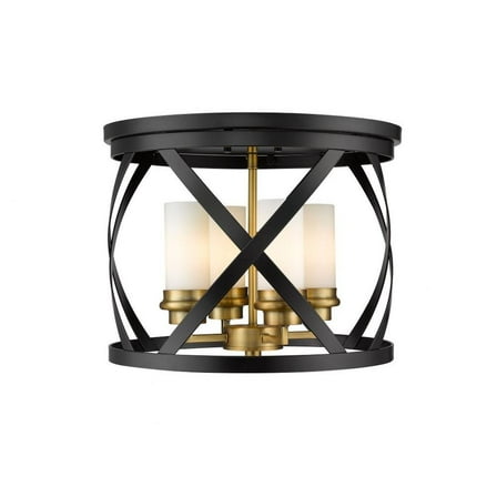4 Light Flush Mount in Restoration Style 15.75 inches Wide By 12.25 inches High-Matte Black/Olde Brass Finish Bailey Street Home 372-Bel-4185951