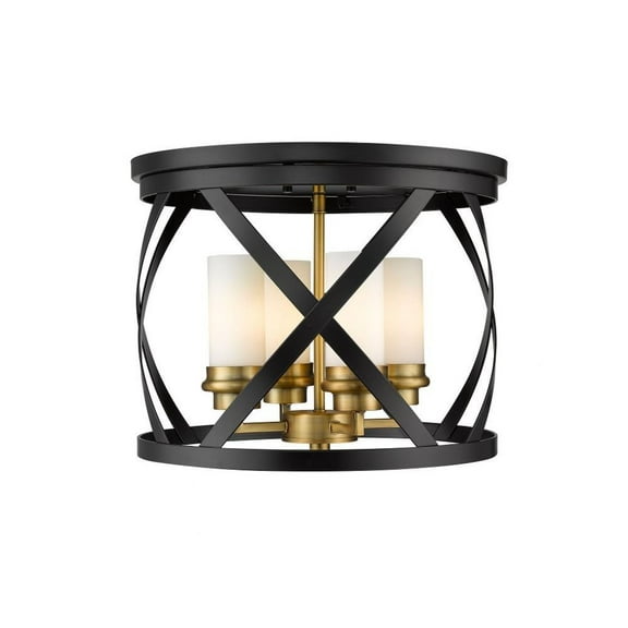 4 Light Flush Mount in Restoration Style 15.75 inches Wide By 12.25 inches High-Matte Black/Olde Brass Finish Bailey Street Home 372-Bel-4185951