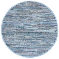 SAFAVIEH Rag Candis Striped Cotton Area Rug, Blue/Multi, 6' x 6' Round
