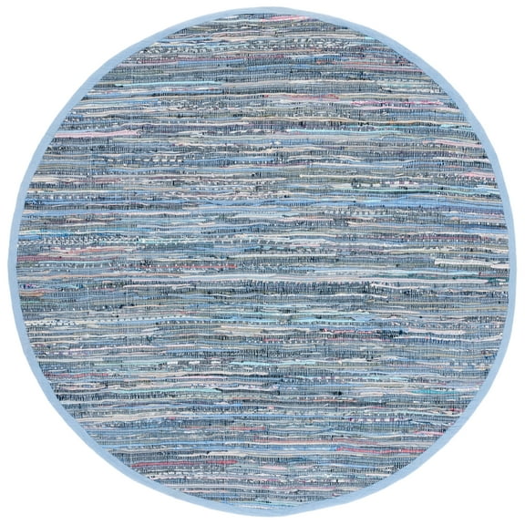 SAFAVIEH Rag Candis Striped Cotton Area Rug, Blue/Multi, 6' x 6' Round