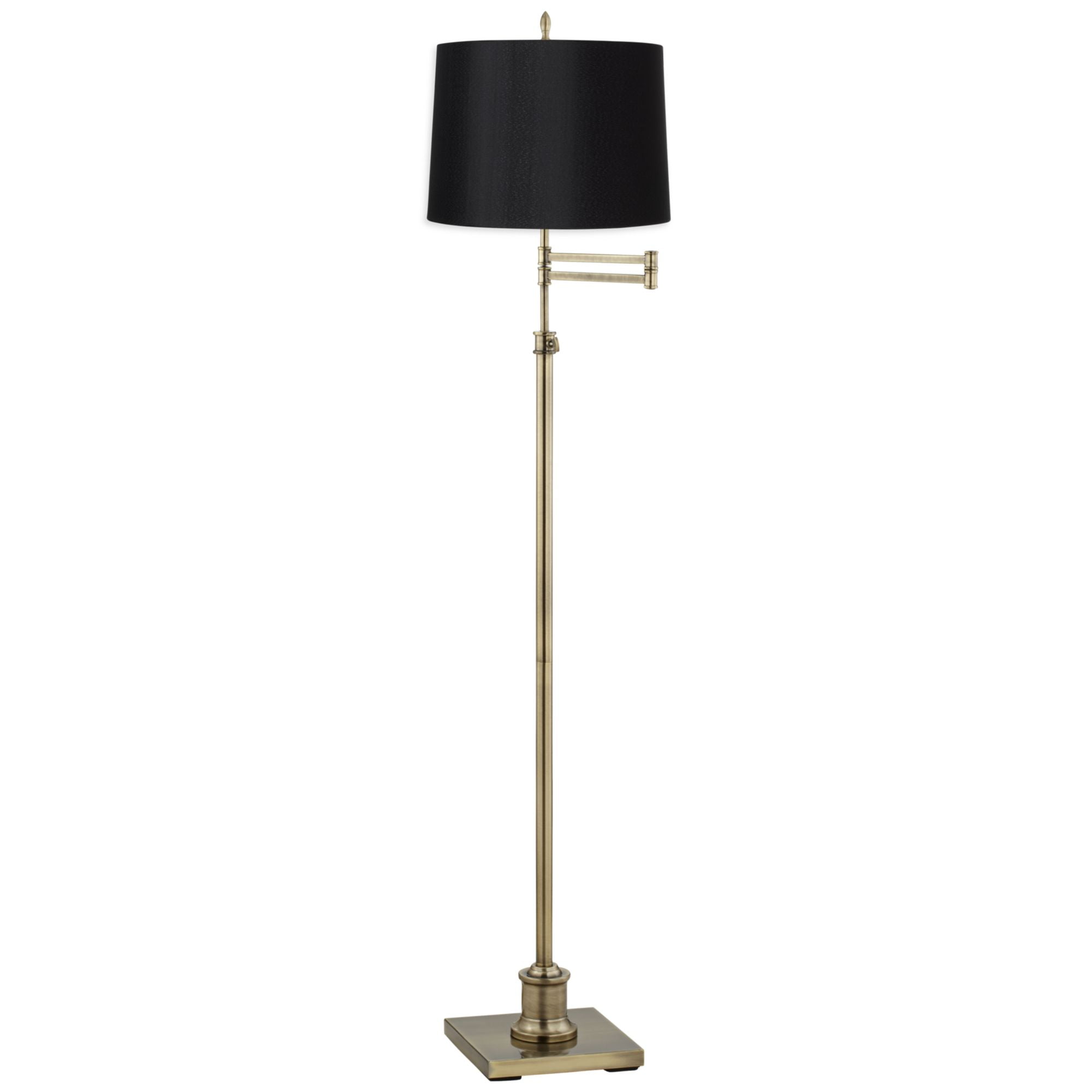 360 Lighting Westbury Black Drum Shade Brass Swing Arm Floor Lamp