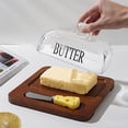 thumbnail image 5 of Riousery Dark Brown Butter Dish with Clear Glass Lid & Spreader Knife, Premium Cheese Dessert Storage Tray for Dining Table (7.7x7.5x3.3 inches / 19.6x19x8.5 cm), 5 of 9