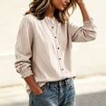 thumbnail image 5 of Tbopshirt Womens Blouses Tops for Women Fashion Solid Color Summer Long Sleeve Imitation Linen Button Neckline Closing Blouse, 5 of 7