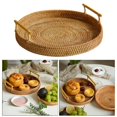 thumbnail image 5 of Storage Tray Wicker Basket, Round, Decorative, Serving Tray with Handles Woven, 5 of 8