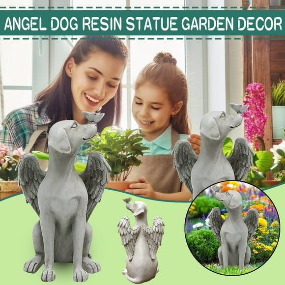 Angel Dog Puppy Statue Sculpture Outdoor Garden Resin Tall Garden Outdoor First Year Teacher Ornament Balancing Metal Snow Buddies Ornament Outdoor Elephant Statue Ornament Solar Deer Statues for Yard