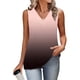 thumbnail image 4 of Mujeres sin mangas Tops de verano gradiente color fuera de posición impresión V-cuello blusa casual Mujeres V-cuello de verano Tops, 4 of 8