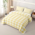thumbnail image 3 of Erosebridal Sunny Check Quilt King,Yellow Plaid King Coverlet Set For Boys,3 Pieces, 3 of 7