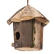thumbnail image 5 of Casa de pájaros de madera montada en la pared para decoración exterior del jardín - Casita de madera natural con cordón colgante, 5 of 7