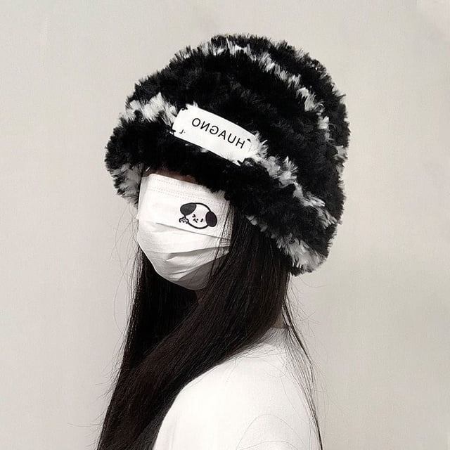 Gorro de lana para mujer, de invierno, tejido a rayas, con aspecto de cara, de felpa, cálido, grueso, con gran circunferencia de la cabeza, protección para las orejas, gorro de pelo