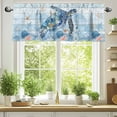 thumbnail image 2 of Sea Turtle Valances for Windows, 42 x 18in, Ocean Starfish Coral Blue Wood Grain Rod Pocket Kitchen Valance Curtain Light Filtering Window Treatments for Living Room Bedroom, 1 Panel, 2 of 7