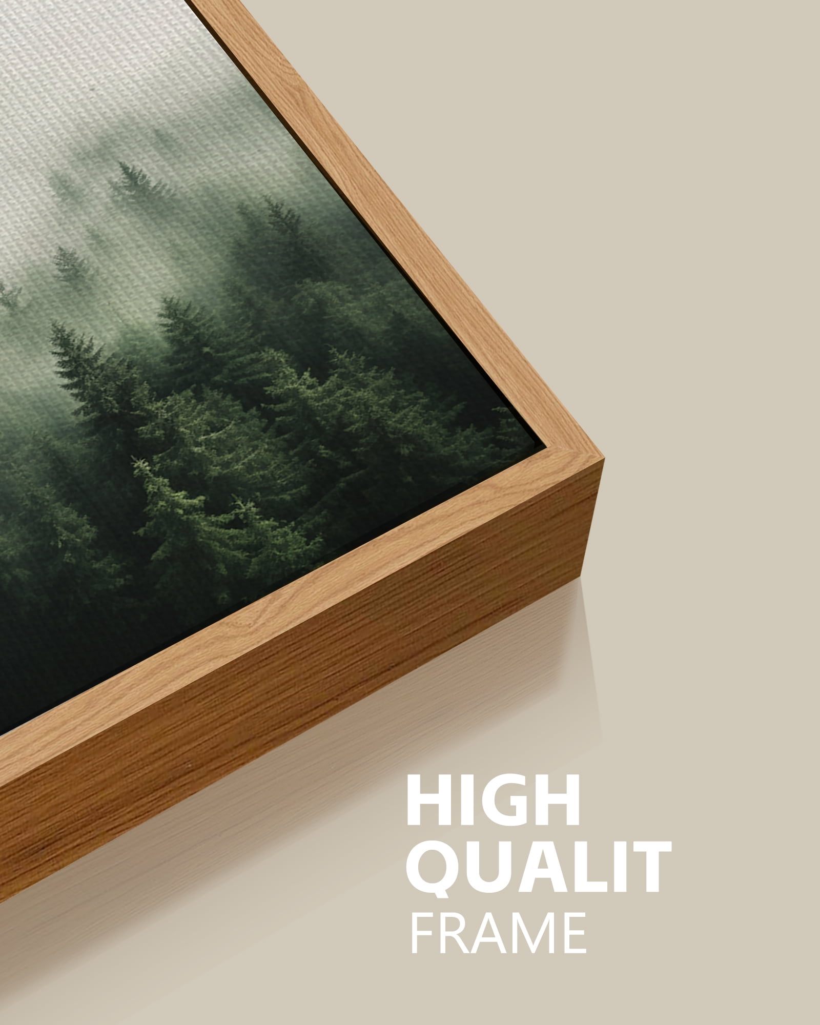 SHENIFY Green Fog Pine Tree Forest Canvas Wall Art Large 20x40in Natural Framed Modern Artwork Prints Decor Hanging Decoration
