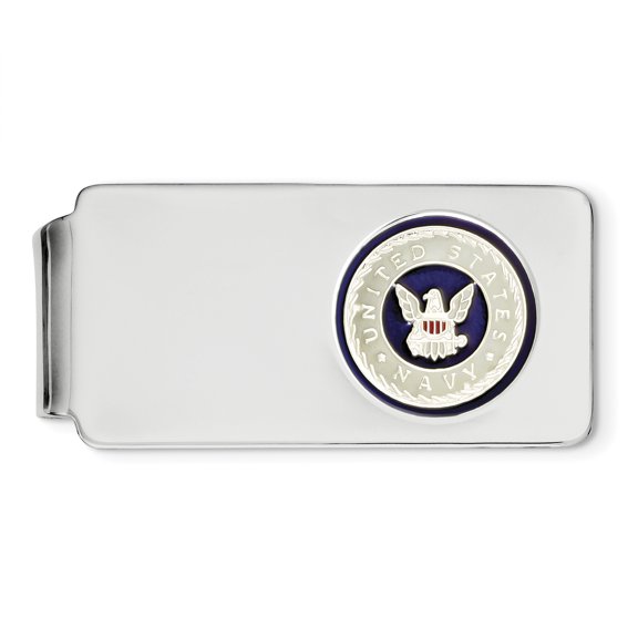 Beautiful Sterling Silver Rhodium-plated U.S. Navy Money Clip
