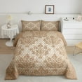 thumbnail image 2 of Erosebridal Baroque Gothic Print Comforter Sets King Size,Brown Boho Floral Comforters & Duvets,Modern Geometric Honeycomb Bedding King Comforter Set,Super Cozy Room Decorative Reversible,3-Piece, 2 of 7