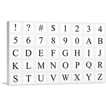 ARTCANVAS Modern Black White Gray Serif Horizontal Full Alphabet Canvas Art Print - Size: 26" x 18" (0.75" Deep)