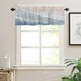 thumbnail image 3 of Blue Ocean Curtain Valance for Windows/Kitchen/Living Room/Bedroom, Bohemian Beach Sandy Gradient Coastal Waves Rod Pocket Window Treatment Short Drape Topper Small Tier Cafe Curtains Panel 54X18, 3 of 8