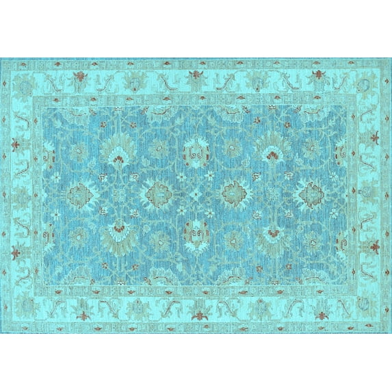 Ahgly Company Indoor Rectangle Persian Light Blue Traditional Area Rugs, 5' x 7'