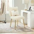 thumbnail image 4 of XiHuaZhaoChen Armless Upholstered Chair for Makeup Vanity, Cute Sherpa Accent Chair for Living Room, Bedroom, Dressing Room, Vanity Stool Chair with Back, Gold Legs, IvoryWhite, 4 of 8