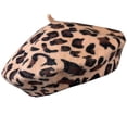 thumbnail image 2 of NYFASHION101 French Style Lightweight Casual Classic Solid Color Wool Beret, Leopard Tan, 2 of 2