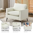 thumbnail image 5 of Modern Faux Leather Chair Set of 2, Oversized Arm Chair for Living Room, Mid-Century Accent Sofa for Bedroom Comfy, Upholstered Single Sofa Readingchair for Waiting Room and conference room,Cream, 5 of 8