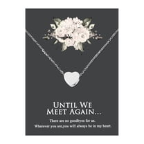 Anavia Mini Heart Cremation Jewelry Stainless Steel Keepsake Memorial Urn Necklace for Human with"Until We Meet Again" Comfort Card-[Silver]