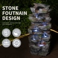 thumbnail image 6 of Rock Waterfall Outdoor Fountain with LED Lights, 23.6" Cascading Tiered Stone Garden Fountain, Resin Water Feature for Patio Lawn Backyard Décor, Gray, 6 of 7