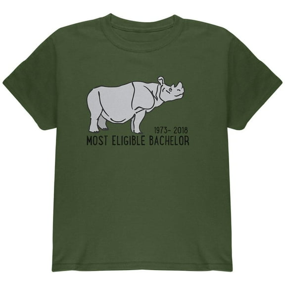 Sudan Last Male White Rhino World's Eligible Bachelor Youth T Shirt Military Green YSM