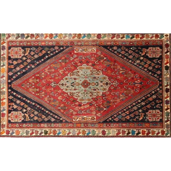 Ahgly Company Machine Washable Indoor Rectangle Traditional Orange Salmon Pink Area Rugs, 8' x 10'