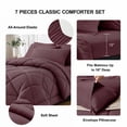 thumbnail image 6 of Flymme Queen Comforter Set 7 Pieces, Bed in a Bag Modern Diamond Pattern Bed Set Soft Microfiber Complete Bedding Sets,Eggplant Purple, 6 of 9