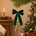 thumbnail image 2 of Hanging Ornament 12 Inch Vintage Bow with Gold Bells for Christmas Tree Door Wall Mantel Holiday Party Decor, 2 of 6